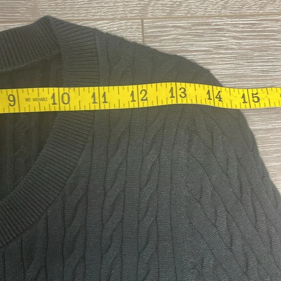 Talbots Cable Knit Crew Neck 3/4 Sleeve Black Sweater M - Picture 4 of 12